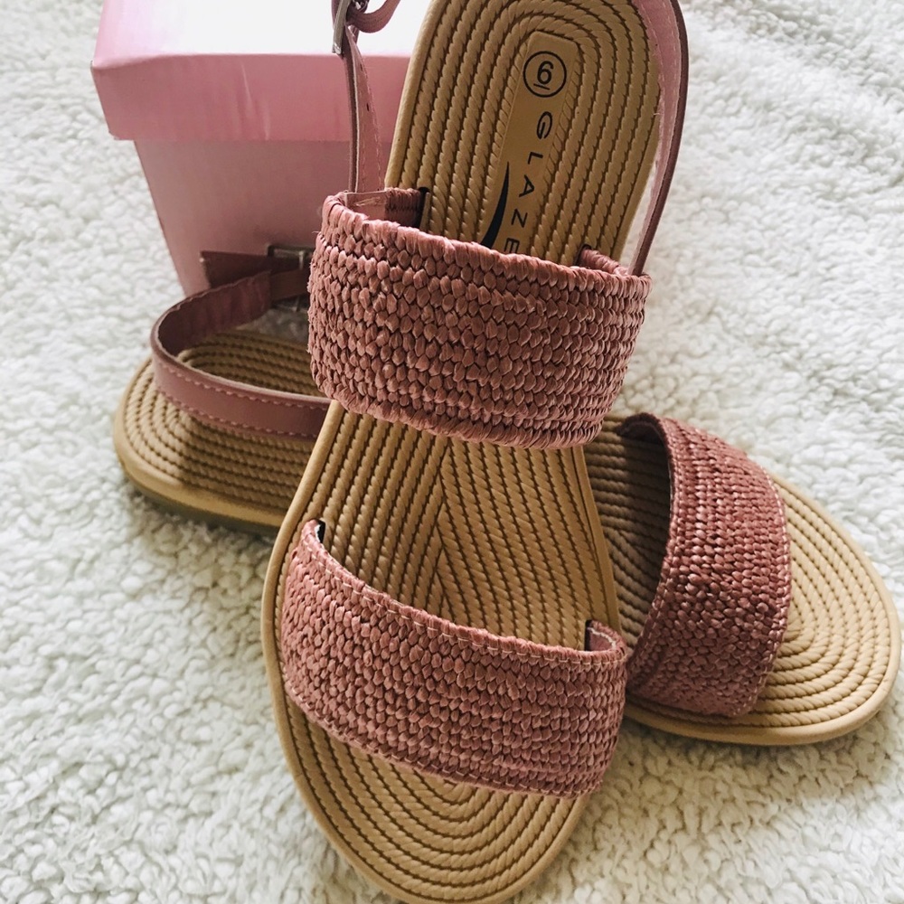 Glaze Double Strap Flat Sandal Size 6